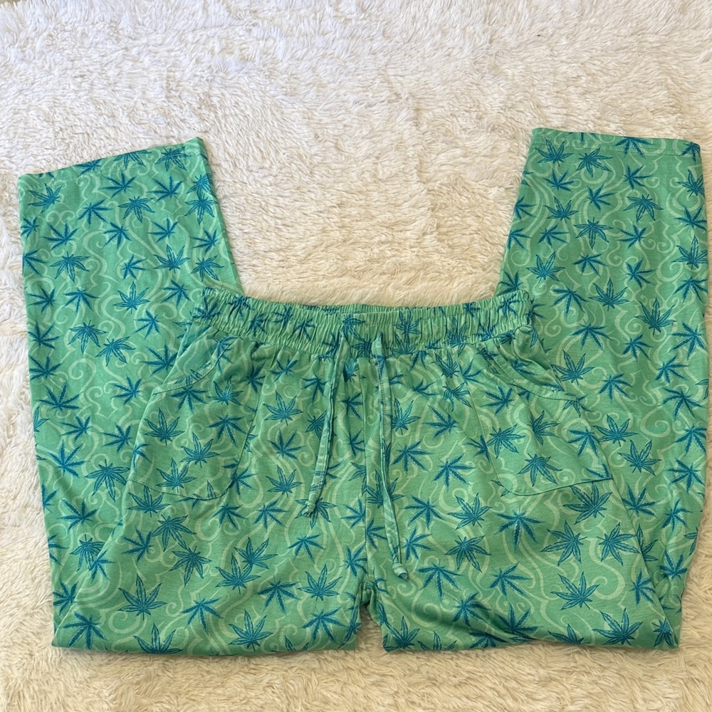 Women's Green and Blue Pajama Pants